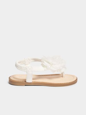 Jet Younger Girls White Flower Sandals