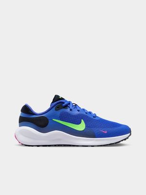 Junior Grade-School Nike Revolution 7 Blue/Green/Navy Running Shoes