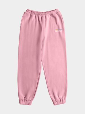 Girls Roxy Pink Surf Feeling Wide Brushed Trackpants