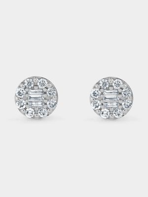 White Gold 0.33ct Diamond Women’s Round Halo Stud Earrings