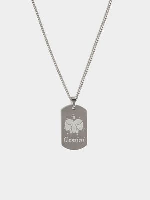 Stainless Steel Gemini Dogtag Pendant on Chain