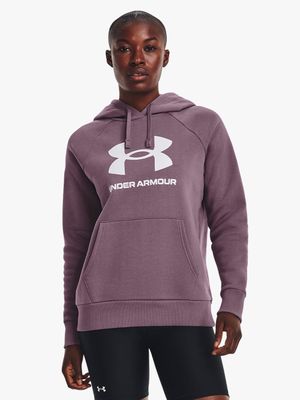 Womens Under Armour Rival Fleece Big Logo Mauve Hoodie