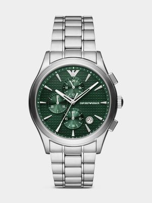 Emporio Armani Men's Green Dial & Stainless Steel Chronograph Bracelet Watch