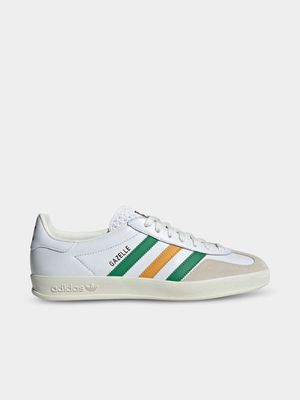 adidas Originals Men's Gazelle Indoor Whie/Orange/Green Sneaker