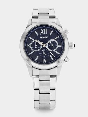 Tempo Men’s Blue Dial Silver Plated Bracelet Watch