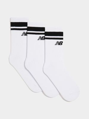 New Balance Unisex Essential Mid Calf White/Black Socks