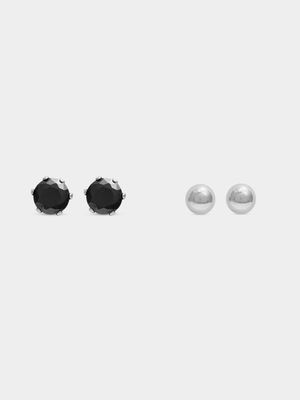 Stainless Steel 5mm Black CZ & 4mm Ball Stud Set