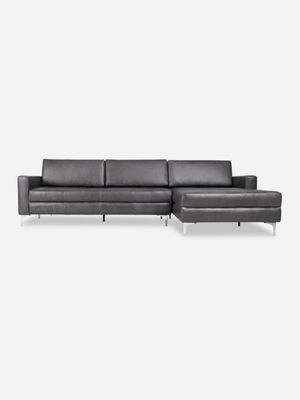 Harvard Corner Unit RHF Leather Codiac Charcoal