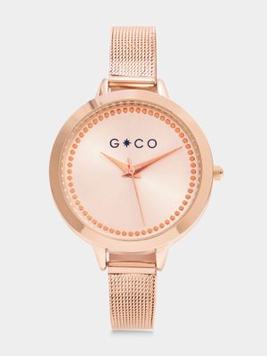 Stainless Steel Rosegold Mesh with Dots Dial Detail Watch