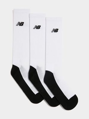 New Balance Unisex 3-Pack Cushion Crew White Socks