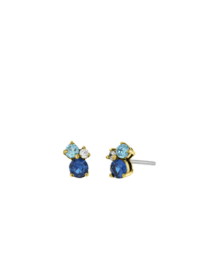 Blue & White 3 CZ Studs