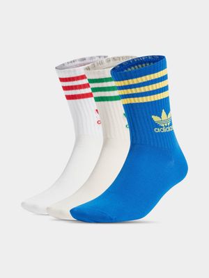 adidas Originals Unisex 3 Pack 3 Stripes Crew Multicolour Socks