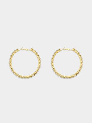 Large Gold Diamante Encrusted Hoop