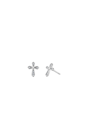 CZ Cross Sterling Silver Studs