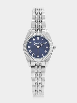 Retro Silver & Navy Bracelet Watch