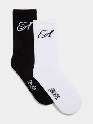 Archive Unisex 2 Pack Black Socks