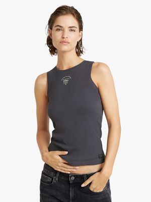 G-Star Women's Racerback Ribbed Slim Dark Grey Tank Top