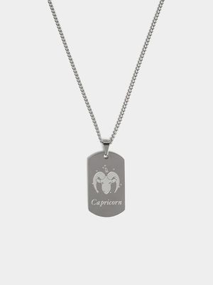 Stainless Steel Capricorn Dogtag Pendant on Chain