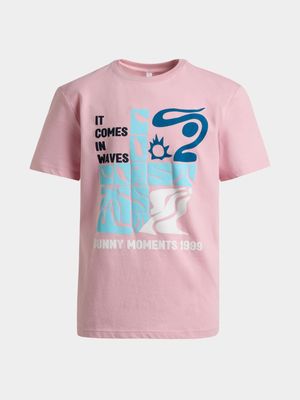 Younger Boy's Pink Graphic Print T-Shirt