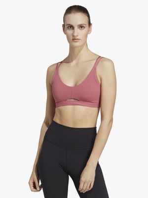 Womens adidas Yoga Light Support Pink Sports Bra