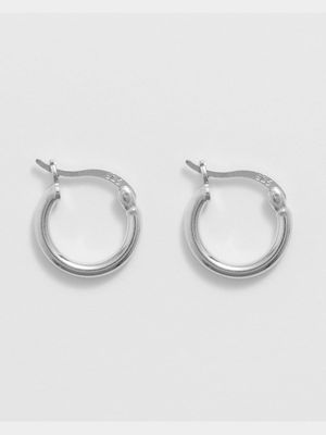 Sterling Silver D-shaped Tube 13mm Hoop Earrings