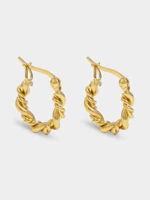 18ct Gold plated triple twist hoop earring