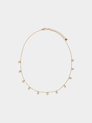 18ct Gold Plated Dainty CZ Charm Choker Nekclace