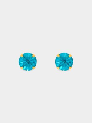 Studex Gold Plated 5mm Blue Zircon Birthstone Studs - December