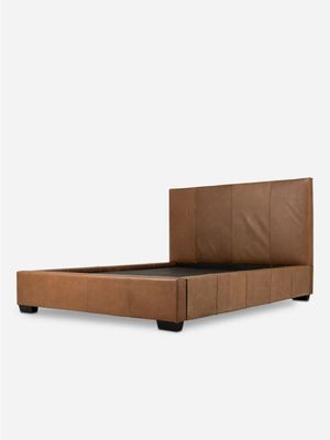 Blaine Bed Leather Codiac Taupe Standard Length