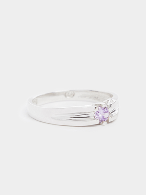 Sterling Silver June Birthstone CZ Lavender Pinky Ring