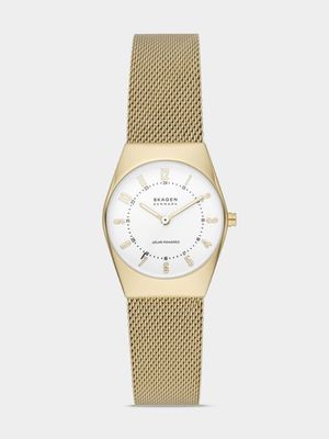 Skagen Women's Grenen Lille Solar Powered Gold Plated Stainless Steel Mesh Watch