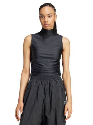 adidas Originals Women's Ruched 3-Sripte Black Crop Top