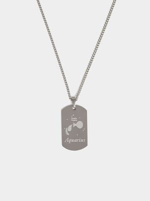 Stainless Steel Aquarius Dogtag Pendant on Chain