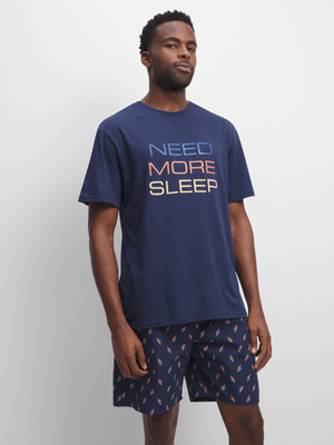 Jet Men's Navy Need More Sleep Pyjama Set