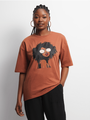 Jet Women's Brown Graphic T-Shirt