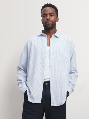 Jet Men's Blue/White Stripe Linen Shirt