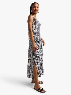 Wome's Black & White Strappy Maxi Dress