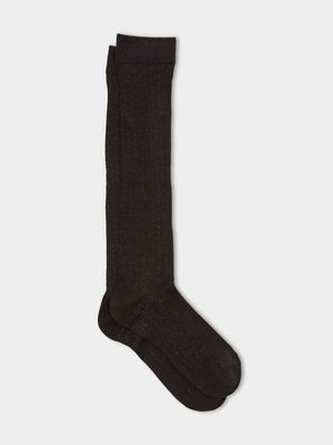 Women's Cotton On Black Pointelle Knit Knee High Socks