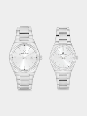 Daniel Klein Silver Plated Stainless Steel Bracelet Watch His & Hers Set