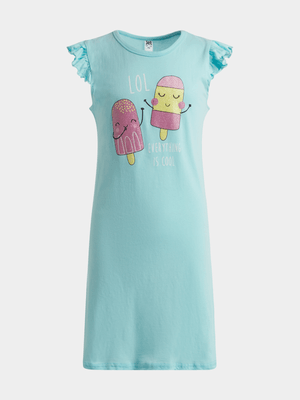 Jet Younger Girls Mint Blue Ice Cream Sleep Shirt