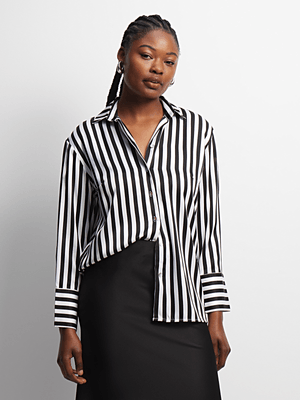 Jet Women's Black/White Satin Stripe Shirt