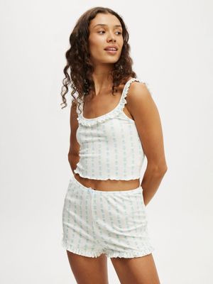 Women's Cotton On Blue Rib Ruffle Shorts