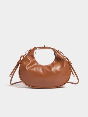 Women's Tan Buckled Slouchy Bag