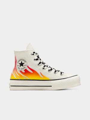 Converse Women's CTAS Lift Mid Flame White Sneaker