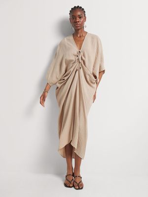 Textured Drawstring Detail Kaftan