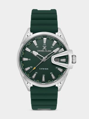 Daniel Klein Silver Plated Green Dial Green Silicone Watch