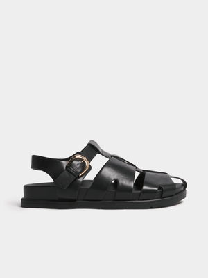 Women's Black Caged Mule