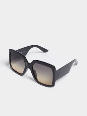 Women's Black  Square Sunglasses