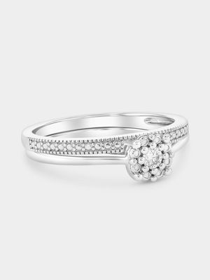 Sterling Silver Lab Grown Diamond Solitaire Illusion Twinset Ring