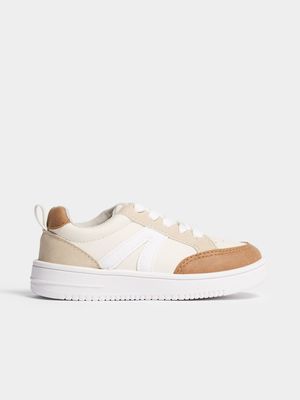 Jet Older Boys Tan/Beige Court Sneaker